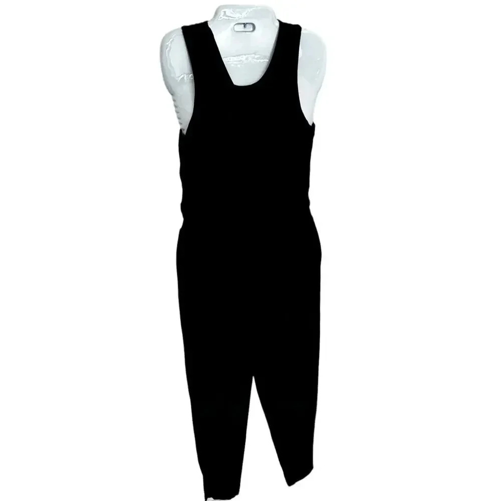 NEW krisa Black Sleeveless Jumpsuit Crewneck Style K-1473  Soft Comfy‎ SZ XS
